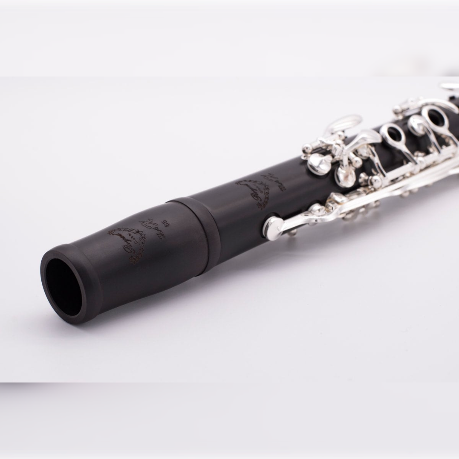 Royal Global Max clarinet barrel and upper joint, on white background