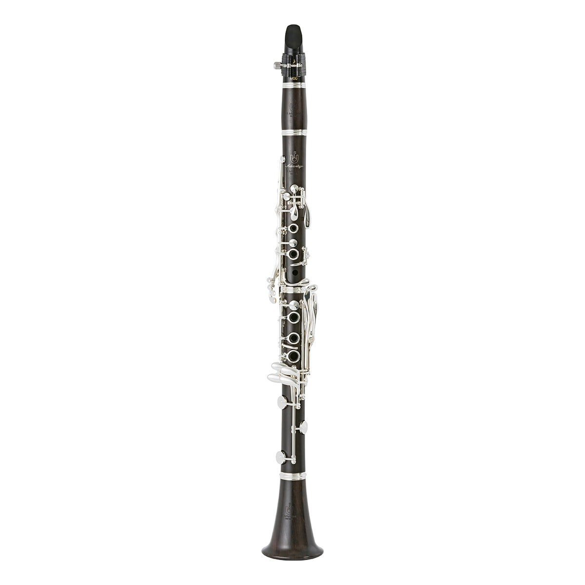 Full length shot of Uebel Advantage-L clarinet against a white background