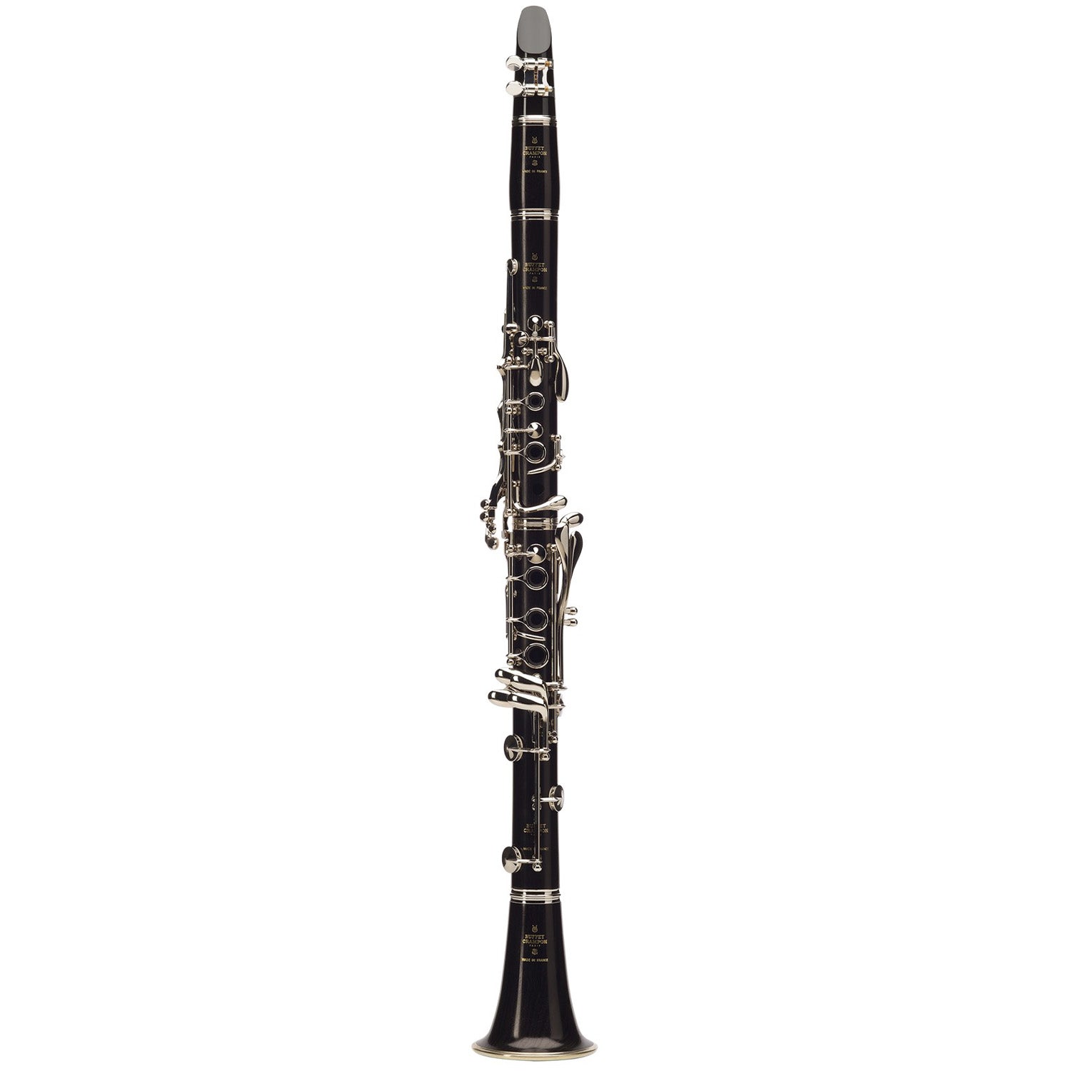 full length photo of Buffet Crampon R13 A clarinet with silver plated keys