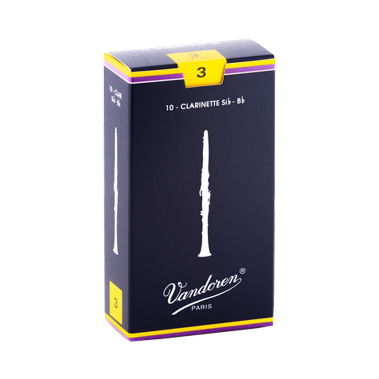 Vandoren traditional blue box clarinet reeds against white background